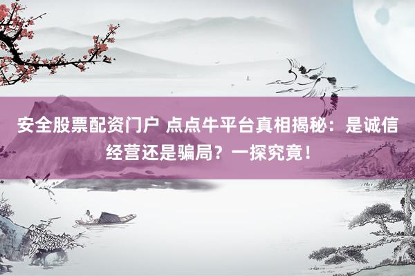 安全股票配资门户 点点牛平台真相揭秘：是诚信经营还是骗局？一探究竟！