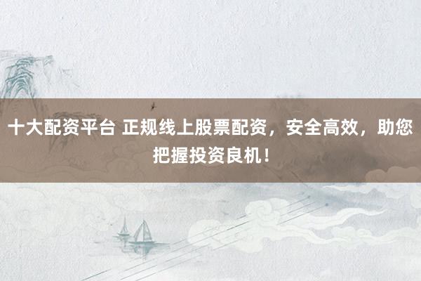 十大配资平台 正规线上股票配资，安全高效，助您把握投资良机！
