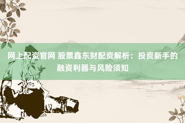 网上配资官网 股票鑫东财配资解析：投资新手的融资利器与风险须知
