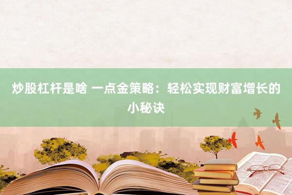 炒股杠杆是啥 一点金策略：轻松实现财富增长的小秘诀