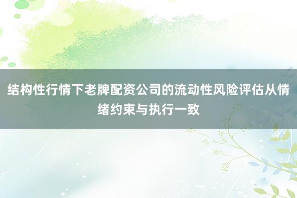 结构性行情下老牌配资公司的流动性风险评估从情绪约束与执行一致