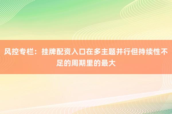 风控专栏：挂牌配资入口在多主题并行但持续性不足的周期里的最大