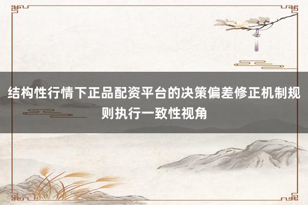 结构性行情下正品配资平台的决策偏差修正机制规则执行一致性视角