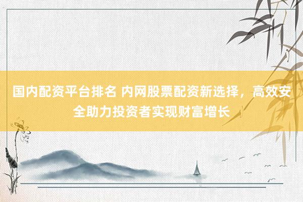国内配资平台排名 内网股票配资新选择，高效安全助力投资者实现财富增长