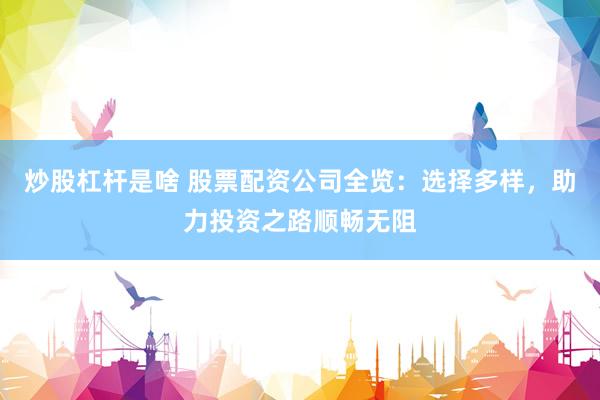 炒股杠杆是啥 股票配资公司全览：选择多样，助力投资之路顺畅无阻